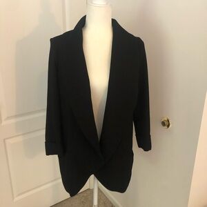 Black open cardigan blazer
